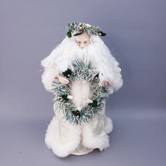 Vintage Midwest Importers Santa Tree Topper Light Up Wreath Christmas Decor 12" - Picture 2 of 15